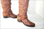 VIC MATIE Bottes Cavalières  Cuir plissé Marron T35 TTBE