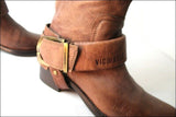 VIC MATIE Bottes Cavalières  Cuir plissé Marron T35 TTBE