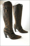 MYMA Bottes Pointues Tout Cuir Marron Brossé  T 36  TTBE