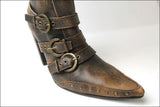 MYMA Bottes Pointues Tout Cuir Marron Brossé  T 36  TTBE