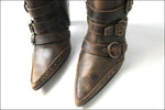 MYMA Bottes Pointues Tout Cuir Marron Brossé  T 36  TTBE