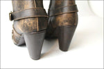 MYMA Bottes Pointues Tout Cuir Marron Brossé  T 36  TTBE