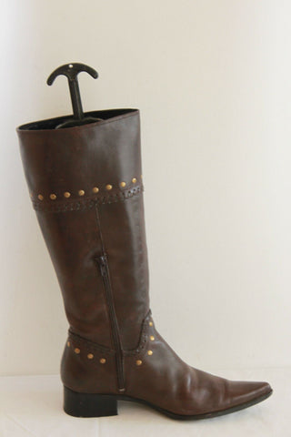 Bottes Pointues TRINITY Cuir Marron T 40 TBE