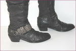 MAM'ZELLE Bottes Cuir Fripé Noir Motif Metallique T 40 TBE