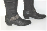 MAM'ZELLE Bottes Cuir Fripé Noir Motif Metallique T 40 TBE