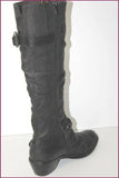 MAM'ZELLE Bottes Cuir Fripé Noir Motif Metallique T 40 TBE