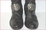 MAM'ZELLE Bottes Cuir Fripé Noir Motif Metallique T 40 TBE