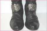 MAM'ZELLE Bottes Cuir Fripé Noir Motif Metallique T 40 TBE