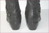 MAM'ZELLE Bottes Cuir Fripé Noir Motif Metallique T 40 TBE