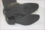 MAM'ZELLE Bottes Cuir Fripé Noir Motif Metallique T 40 TBE