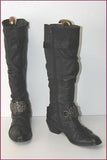 MAM'ZELLE Bottes Cuir Fripé Noir Motif Metallique T 40 TBE