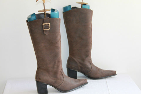 Mi Bottes Pointues Cuir Marron Style Santiags T 39 BE
