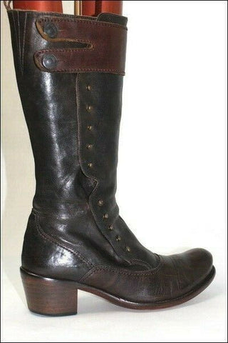 IKKS Mi Bottes Cuir Marron Foncé Doublées Cuir T 38 BE