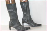 SPIRAL Mi Bottes Pointues Cuir Gris Nuancé T 40 TBE