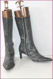 SPIRAL Mi Bottes Pointues Cuir Gris Nuancé T 40 TBE