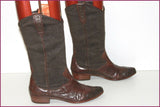 ELISANERO Mi Bottes Toile Lin et Cuir T 38 BE