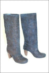 GINO VAELLO Bottes Cavalières Croûte de Cuir Bleu Doublées Cuir T 36 TTBE