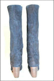 GINO VAELLO Bottes Cavalières Croûte de Cuir Bleu Doublées Cuir T 36 TTBE