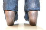 GINO VAELLO Bottes Cavalières Croûte de Cuir Bleu Doublées Cuir T 36 TTBE