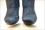 GINO VAELLO Bottes Cavalières Croûte de Cuir Bleu Doublées Cuir T 36 TTBE