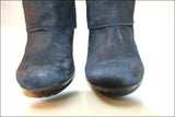 GINO VAELLO Bottes Cavalières Croûte de Cuir Bleu Doublées Cuir T 36 TTBE