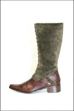 SAN MARINA Bottes Bi matière Cuir Marron et Daim Vert Chasse T 39 TBE