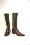 SAN MARINA Bottes Bi matière Cuir Marron et Daim Vert Chasse T 39 TBE