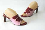 KENZO Sandales Mules Cuir Verni Rouge et Textile T 39 TBE