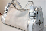 LANCEL Sac Cuir Grainé Blanc   LAURE MANAUDOU Grand Modèle TTBE