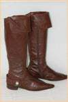 Bottes Genoux Pointues MYMA Tout Cuir Marron  T 36 BE