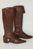 Bottes Genoux Pointues MYMA Tout Cuir Marron  T 36 BE