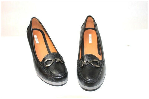 GEOX Respira Escarpins Compensés Cuir Noir Doublés Cuir T 39 TTBE