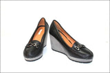 GEOX Respira Escarpins Compensés Cuir Noir Doublés Cuir T 39 TTBE
