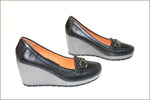 GEOX Respira Escarpins Compensés Cuir Noir Doublés Cuir T 39 TTBE