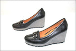 GEOX Respira Escarpins Compensés Cuir Noir Doublés Cuir T 39 TTBE