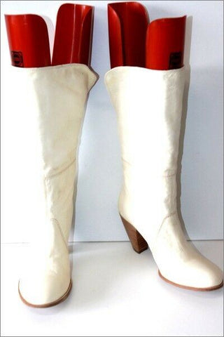 VIC Mi Bottes à Talons Tout Cuir Peau Teinte Vanille T 37 TBE