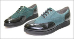 GEOX Respira Derby à Lacets Cuir Velours Vert et Noir Verni T 37 TBE