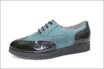 GEOX Respira Derby à Lacets Cuir Velours Vert et Noir Verni T 37 TBE