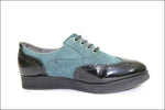 GEOX Respira Derby à Lacets Cuir Velours Vert et Noir Verni T 37 TBE