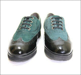 GEOX Respira Derby à Lacets Cuir Velours Vert et Noir Verni T 37 TBE