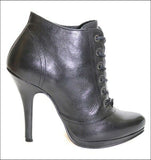 SAN MARINA Escarpins Montants à Lacets Talon Haut Cuir Noir T 35 TBE