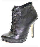 SAN MARINA Escarpins Montants à Lacets Talon Haut Cuir Noir T 35 TBE