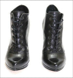 SAN MARINA Escarpins Montants à Lacets Talon Haut Cuir Noir T 35 TBE