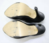 SAN MARINA Escarpins Montants à Lacets Talon Haut Cuir Noir T 35 TBE