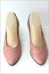 JB MARTIN Escarpins Vintage Cuir Imprimé Rose clair T 7 / 39 BE