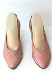 JB MARTIN Escarpins Vintage Cuir Imprimé Rose clair T 7 / 39 BE
