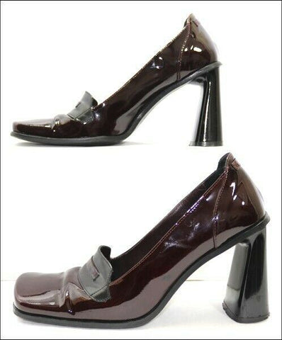SAN MARINA Escarpins Cuir Verni Rouge Bordeaux made in Italie T37 TBE