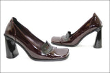 SAN MARINA Escarpins Cuir Verni Rouge Bordeaux made in Italie T37 TBE