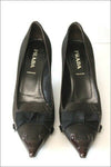 PRADA Escarpins Pointus Cuir  Noir Doublés Cuir T 37.5 TBE