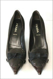 PRADA Escarpins Pointus Cuir  Noir Doublés Cuir T 37.5 TBE
